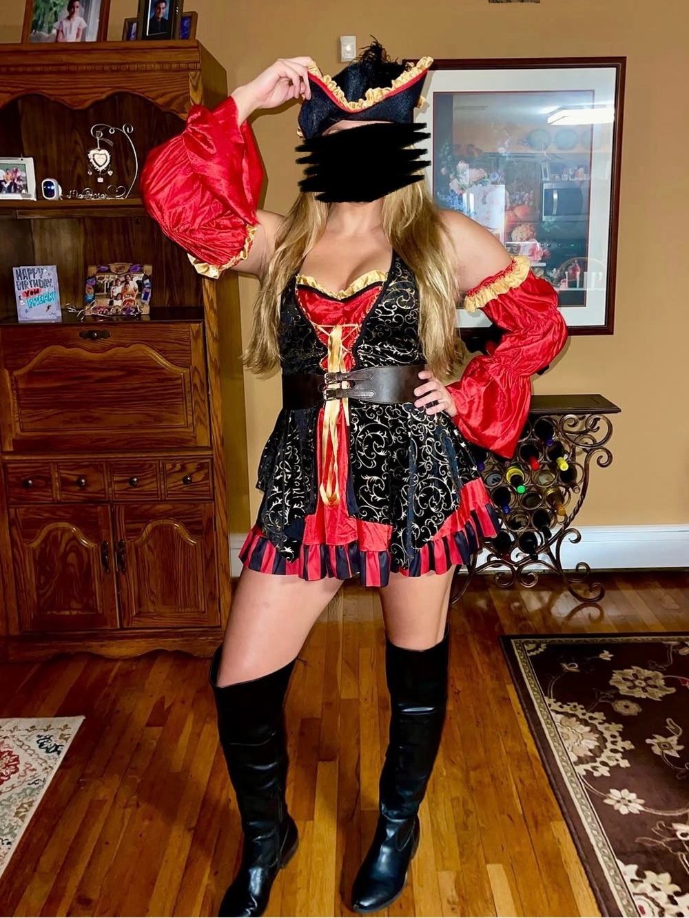 Spirit Girls' Pirate Costume Dress - Red, Black & Gold